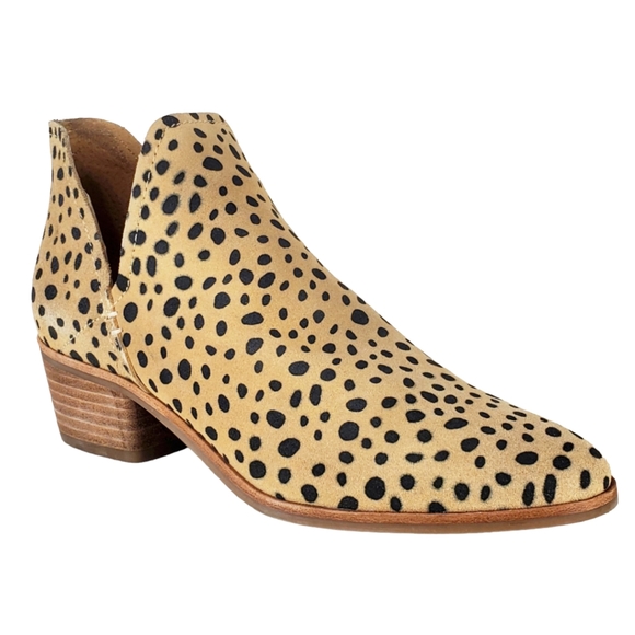 New dolce vita kasper suede leopard print slip on block heel western ankle boots - Picture 7 of 15